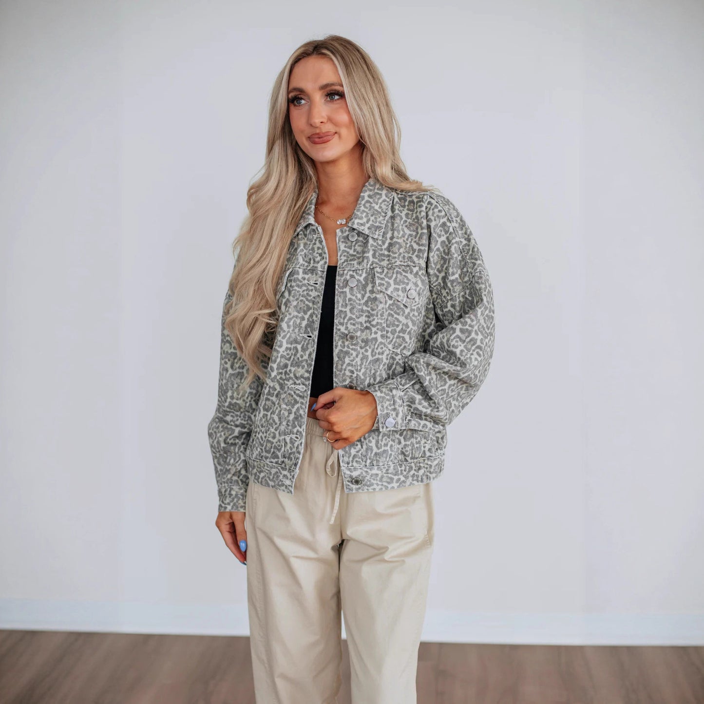 Fashionable All-match Loose Washed-out Printed Coat Denim Jacket