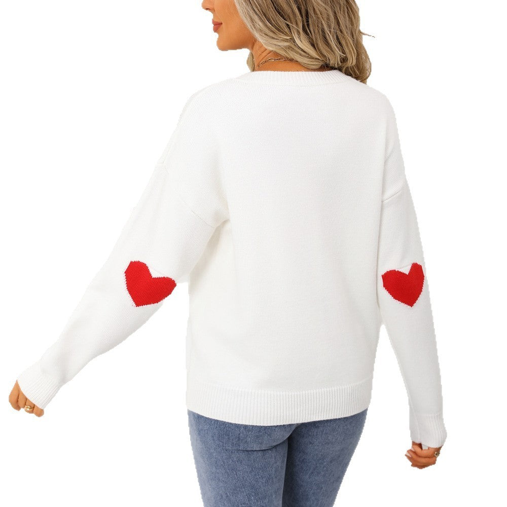 Women's Pullover Heart Knitted Sweater Top