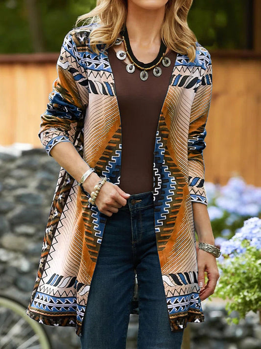 Comfortable And Casual Ethnic Style Buttonless Cardigan Jacket