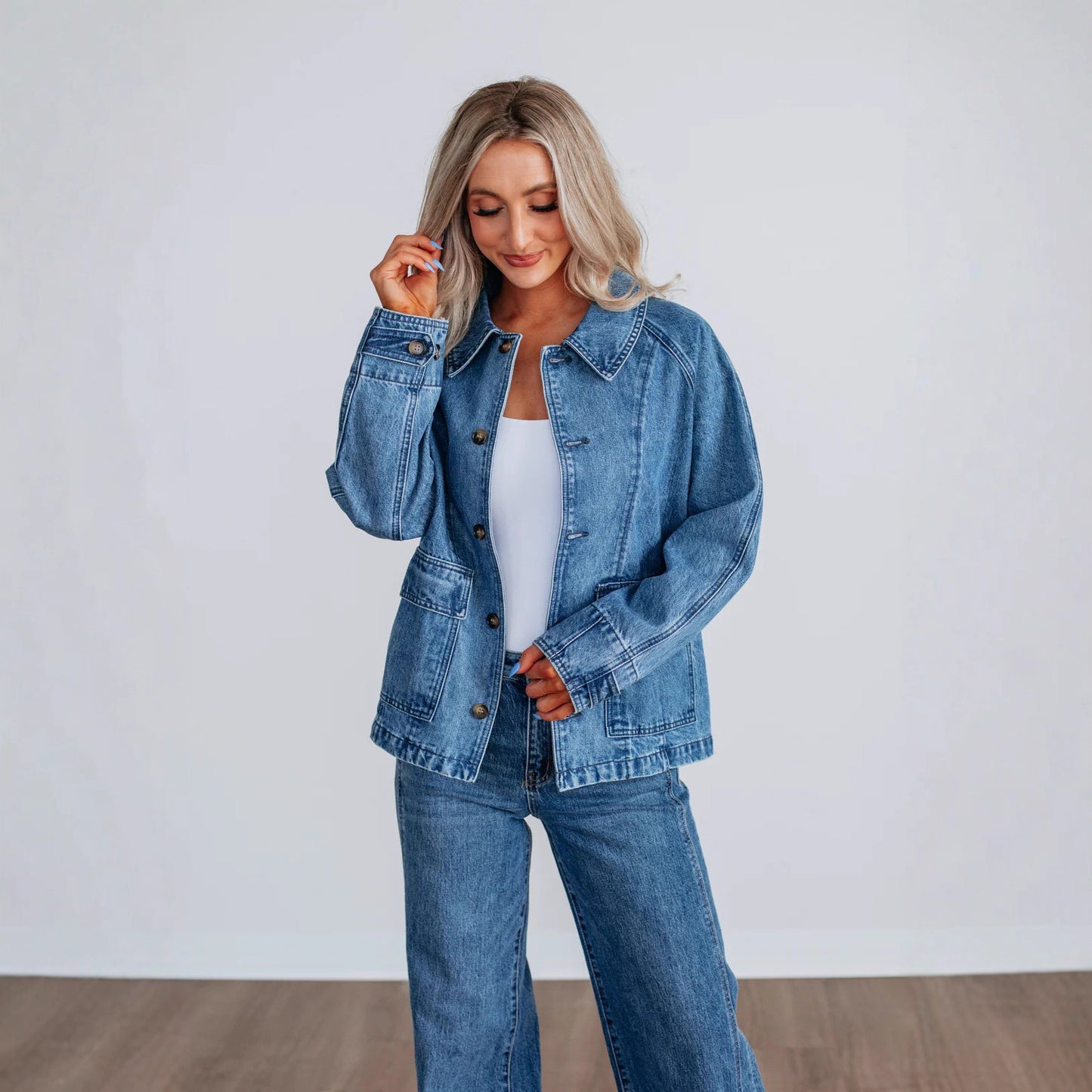 Fashion Long Sleeve Single-breasted Jacket Denim Coat