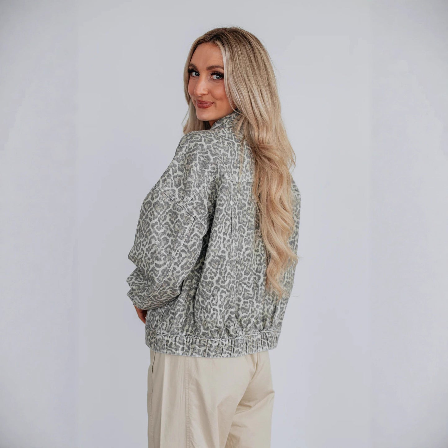 Fashionable All-match Loose Washed-out Printed Coat Denim Jacket