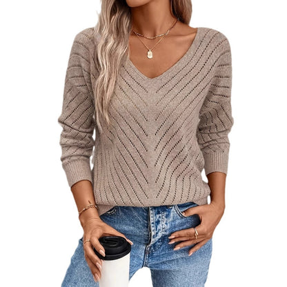Women's Hollow-out Loose Casual Long Sleeves Pullover Sweater