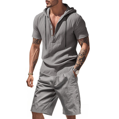 Hooded Beach Casual Short Sleeve Shirt Outfit