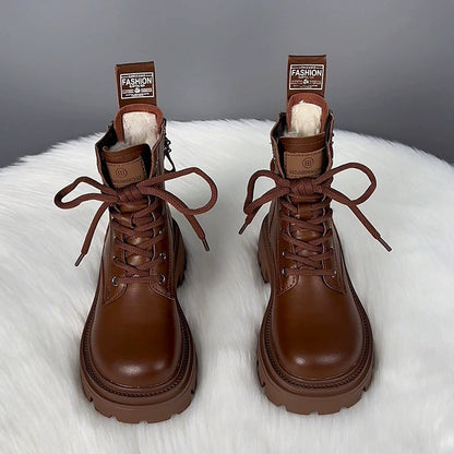 Fur Integrated Thick Bottom Female Winter Fleece-lined Cotton Boots