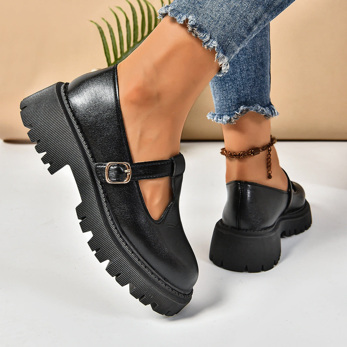 Thick Bottom Retro Shoes Female Plus Size