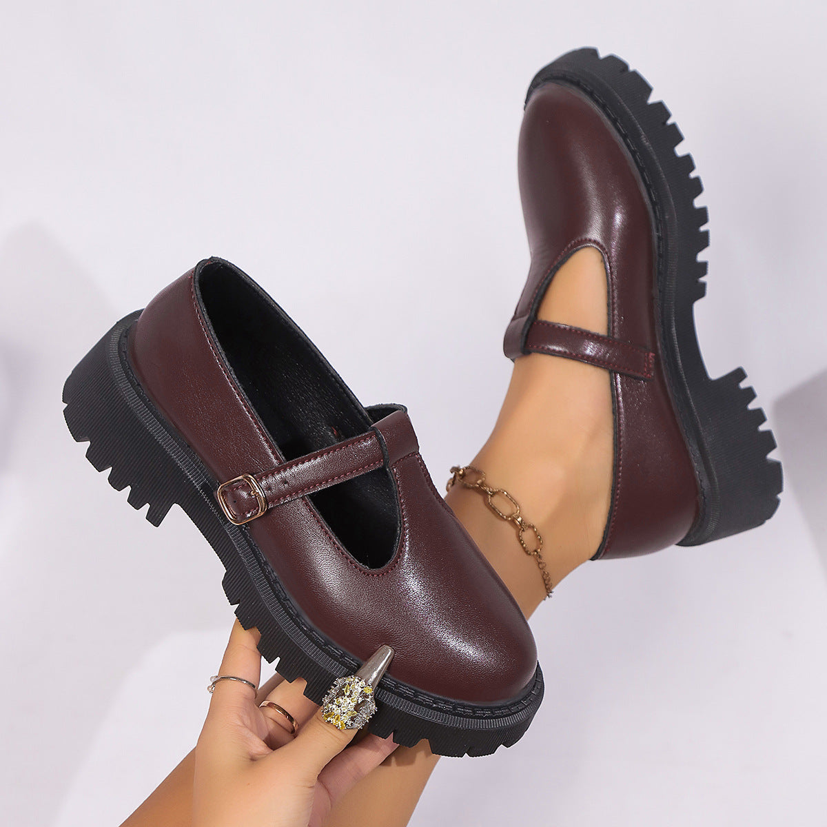 Thick Bottom Retro Shoes Female Plus Size