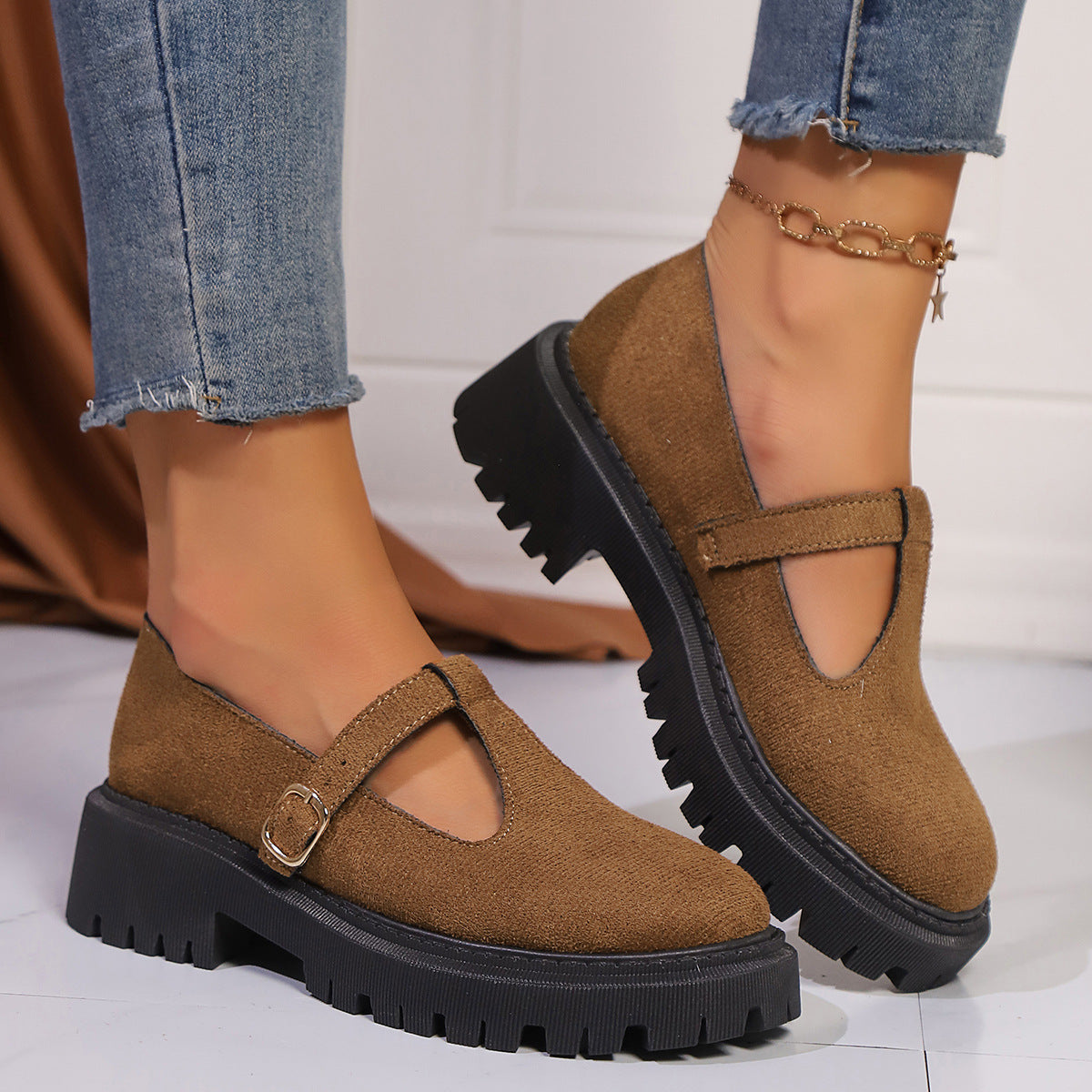 Thick Bottom Retro Shoes Female Plus Size
