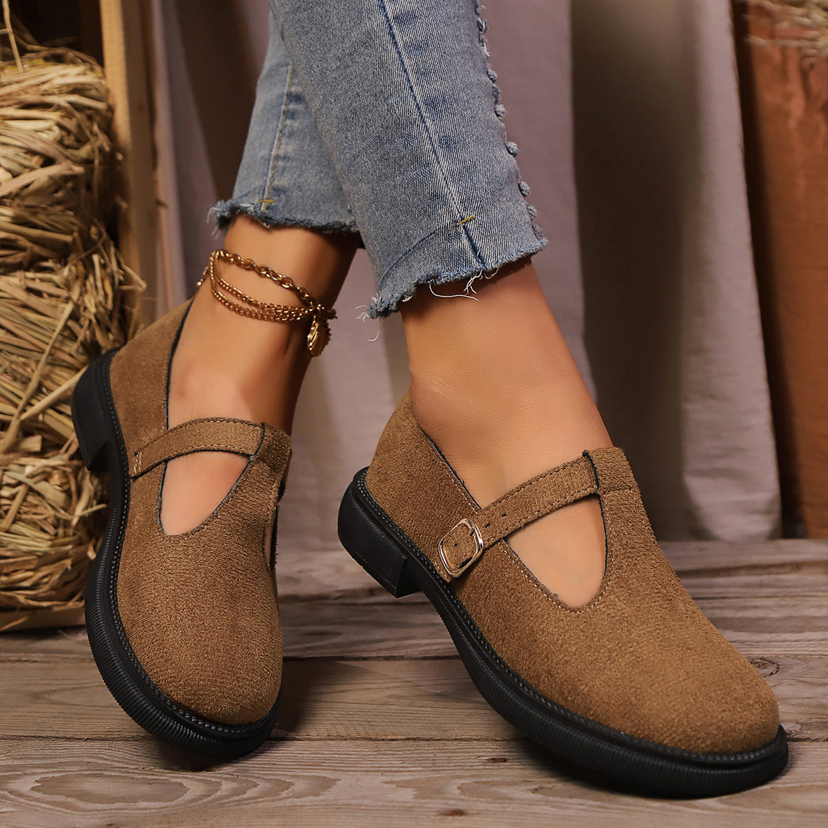 Thick Bottom Retro Shoes Female Plus Size