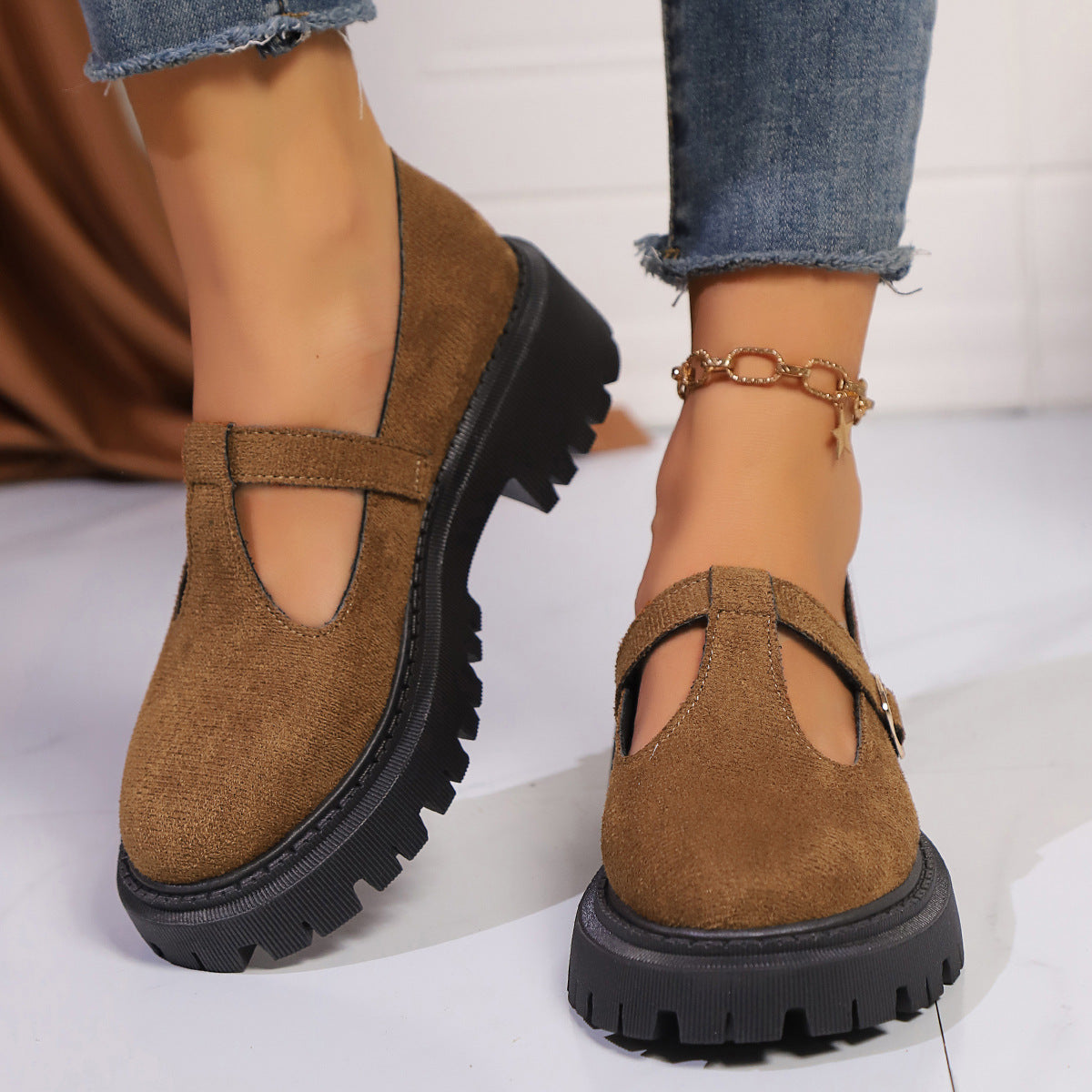 Thick Bottom Retro Shoes Female Plus Size