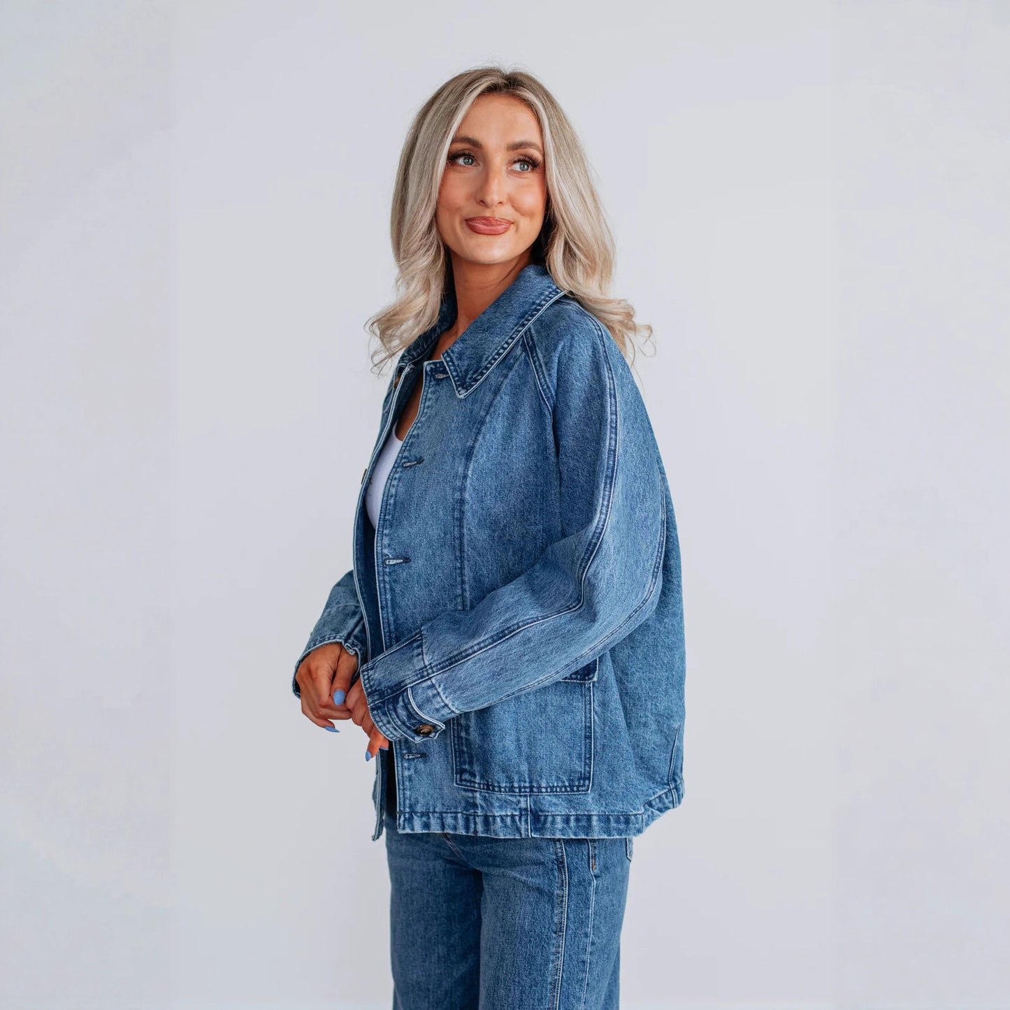 Fashion Long Sleeve Single-breasted Jacket Denim Coat