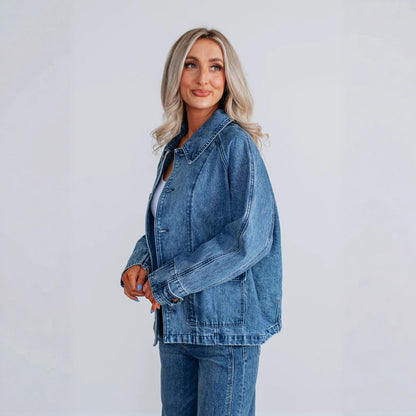 Fashion Long Sleeve Single-breasted Jacket Denim Coat