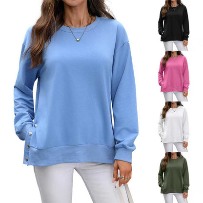 European And American Autumn And Winter Solid Color Long-sleeved Top Women