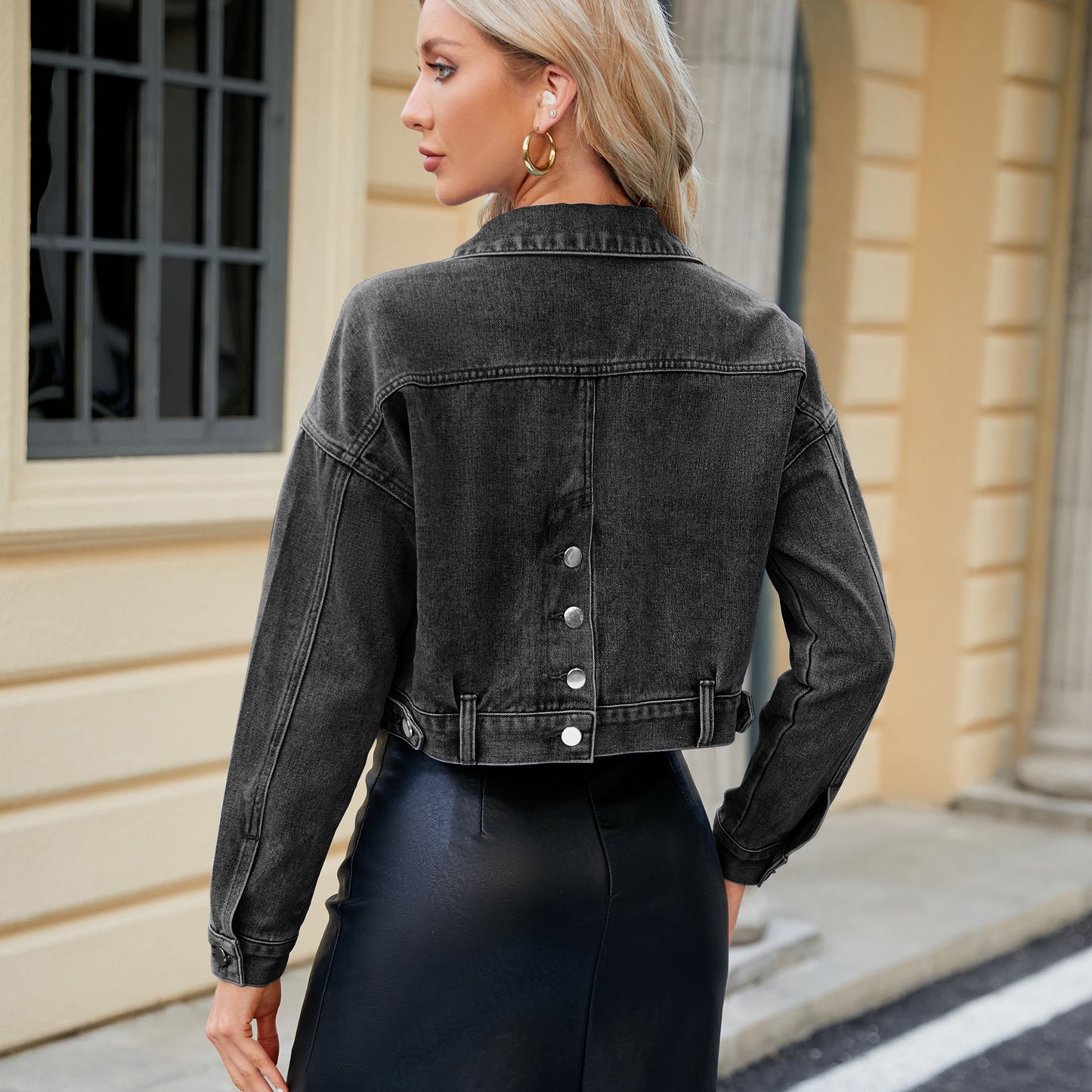 European And American Cross-border Women's Spring New Amazon Independent Station Washed Slim Short Long-sleeved Denim Jacket Top