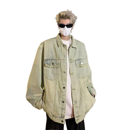 Tie-dyed Workwear Denim Washed Old Ruan Handsome Pilot Jacket