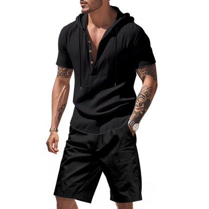 Hooded Beach Casual Short Sleeve Shirt Outfit