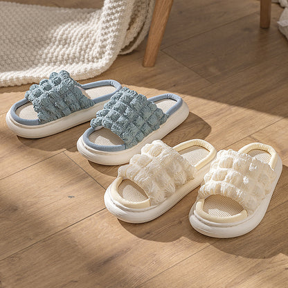 EVA Thick-soled Linen Slippers Women's Mute Soft-soled Slippers